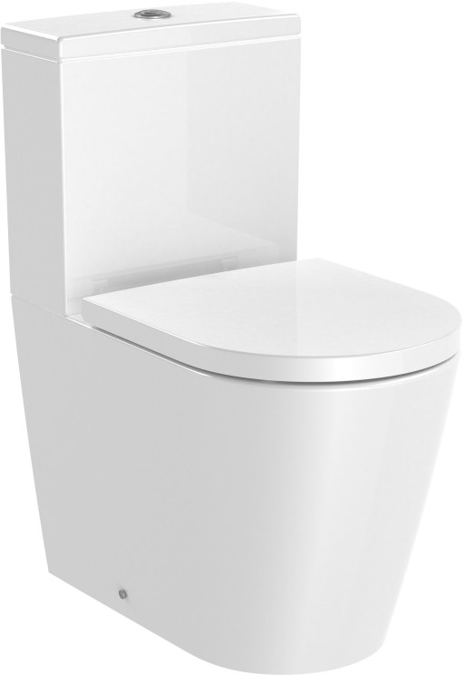 Vas wc Roca Inspira Round Rimless Compact back-to-wall 375x600mm alb