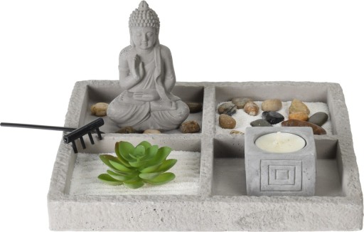 Decoratiune Buddha Zen Garden Square, 23x23x12 cm, ciment