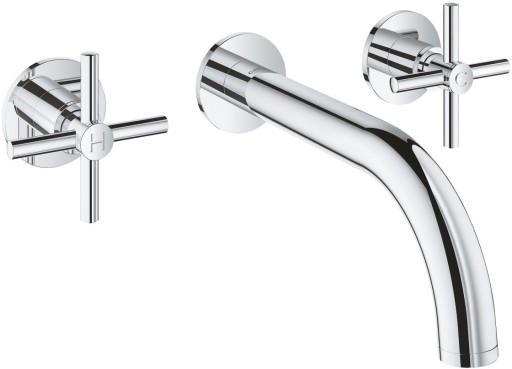 Baterie lavoar Grohe Atrio din 3 elemente 180mm de perete manere cruce necesita corp ingropat crom