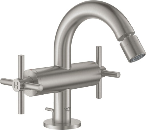 Baterie bideu Grohe Atrio M cu dubla comanda ventil pop-up manere cruce supersteel