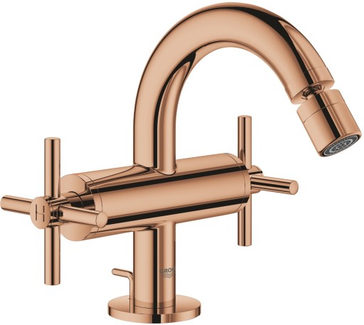 Baterie bideu Grohe Atrio M cu dubla comanda ventil pop-up manere cruce warm sunset