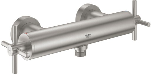 Baterie dus Grohe Atrio cu dubla comanda manere cruce supersteel