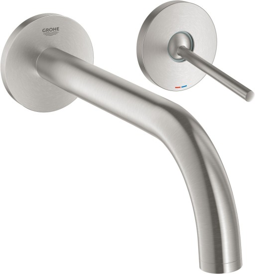 Baterie lavoar Grohe Atrio din 2 elemente pipa 221mm de perete necesita corp ingropat necesita corp ingropat supersteel