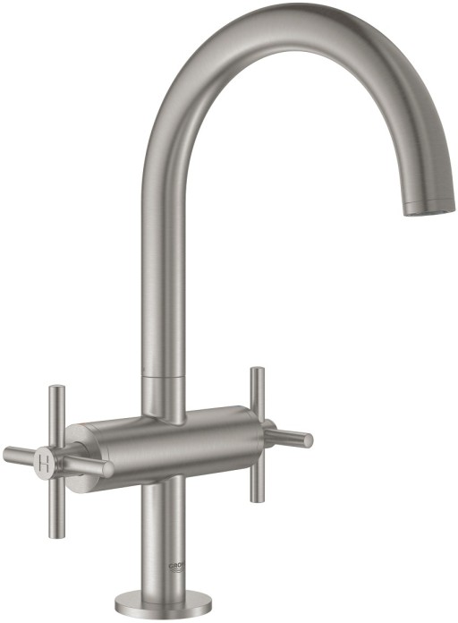 Baterie lavoar Grohe Atrio L cu dubla comanda manere in cruce supersteel