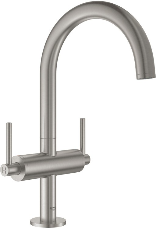 Baterie lavoar Grohe Atrio L cu dubla comanda supersteel