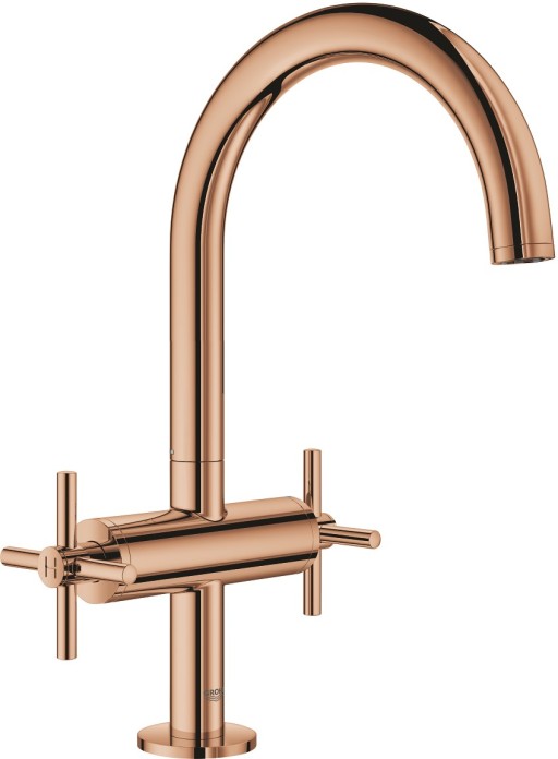 Baterie lavoar Grohe Atrio L cu dubla comanda manere in cruce warm sunset