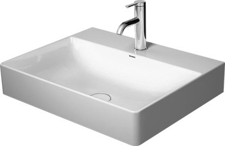 Lavoar Duravit DuraSquare 60x47cm fara preaplin cu capac ceramic pentru ventil inclus alb