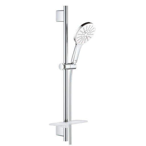 Set de dus Grohe Rainshower SmartActive 130 cu para 3 jeturi furtun 1.75cm si bara de dus 60cm moon white