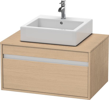 Dulap baza suspendat Duravit Ketho cu 1 sertar 80x55cm pentru lavoar pe blat stejar natur