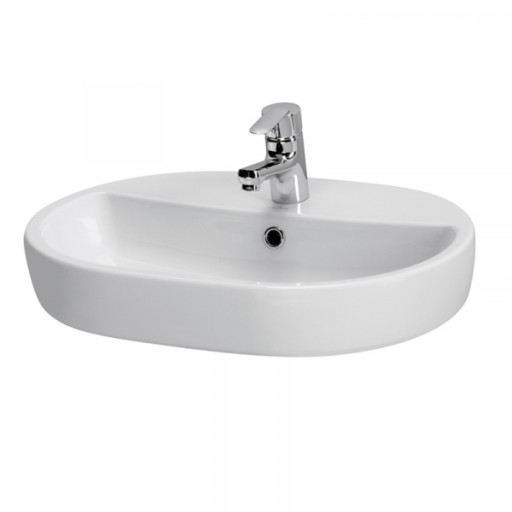 Lavoar pe blat alb lucios 60 cm, oval, Cersanit Caspia