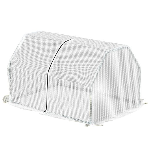 Mini Seră Outsunny pentru grădină și balcon din plastic PE și oțel cu închidere cu fermoar, 99x71x60 cm, de culoare alb transparent | Aosom Romania