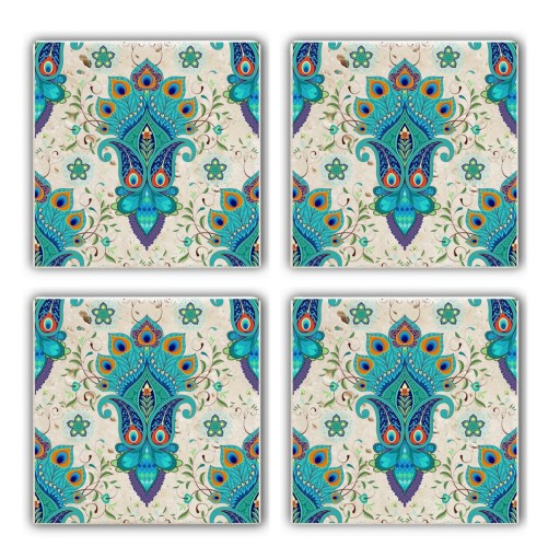 Set suporturi de pahare, Taylor, 366TYR1113, Piatra, 10 x 10 x 1 cm, 4 piese, Multicolor