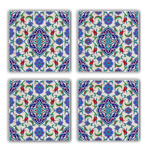 Set suporturi de pahare, Taylor, 366TYR1114, Piatra, 10 x 10 x 1 cm, 4 piese, Multicolor