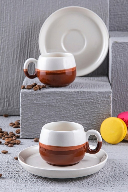 Set cesti de cafea, Doreline, 612DRL1111, Ceramica, Maro