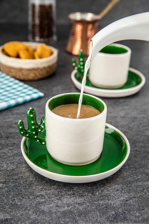 Set cesti de cafea, Doreline, 612DRL1107, Ceramica, Verde