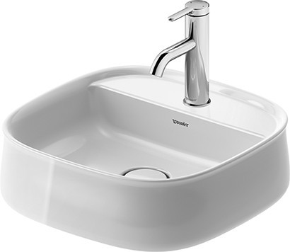 Lavoar Duravit Zencha 42x42cm cu platforma baterie montare pe blat fara preaplin DuraCeram WonderGliss alb