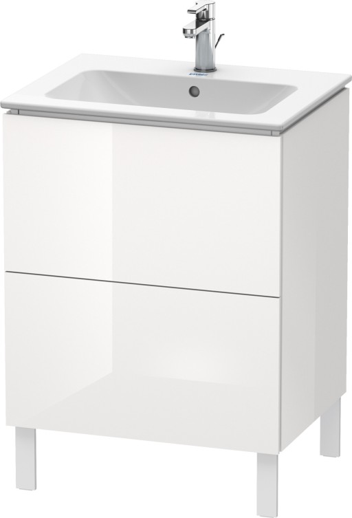 Dulap baza pe pardoseala Duravit L-Cube cu doua sertare 62cm alb lucios