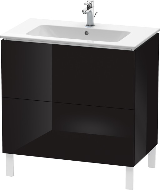 Dulap baza pe pardoseala Duravit L-Cube cu doua sertare 82cm negru lucios