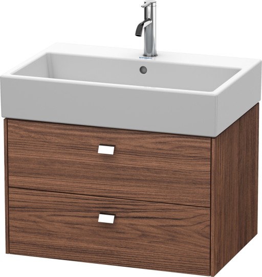 Dulap baza suspendat Duravit Brioso 684x442mm cu doua sertare nuc inchis decor manere crom