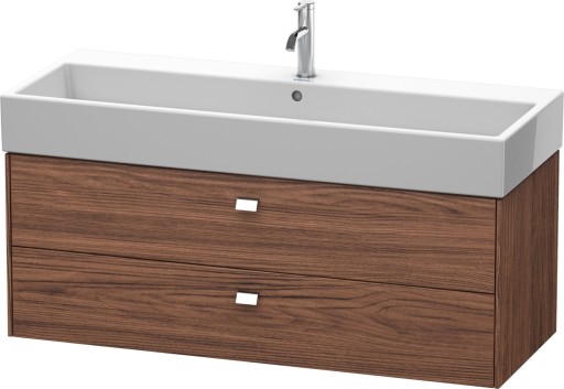 Dulap baza suspendat Duravit Brioso 1184x442mm cu doua sertare nuc inchis decor manere crom