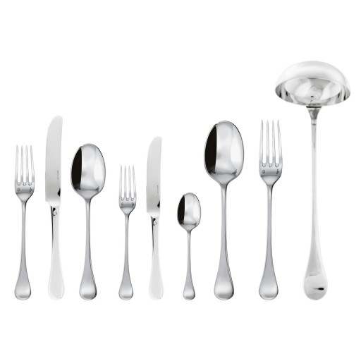 Set tacamuri Sambonet Queen Anne Orfevre Handle 75 piese inox placat cu argint