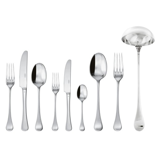 Set tacamuri Sambonet Queen Anne Solid Handle 75 piese inox placat cu argint