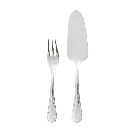 Set tacamuri desert Sambonet Perles 13 piese inox placat cu argint