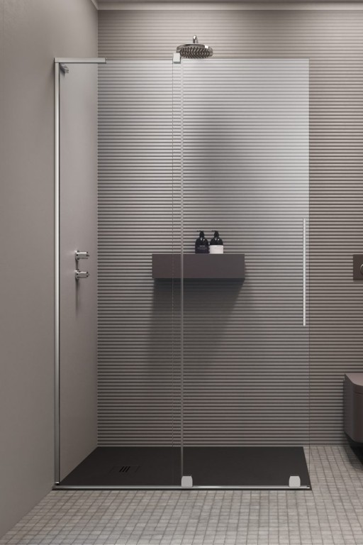 Cabina de dus tip Walk-in Radaway Furo SL 100 cm orientare stanga profil crom lucios