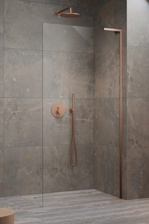 Cabina de dus tip Walk-in Radaway MODO SL II Brushed Copper 110 cm orientare stanga profil cupru periat