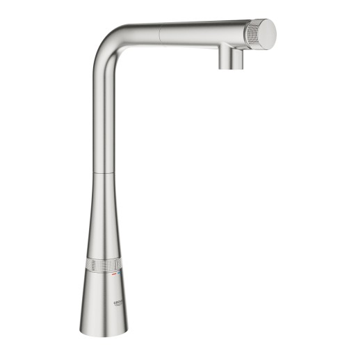 Baterie bucatarie Grohe Zedra SmartControl cu dus extractibil pipa L supersteel