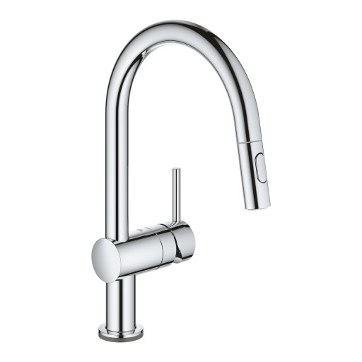 Baterie bucatarie Grohe Minta Touch Electronic cu dus extractibil dual spray pipa C crom