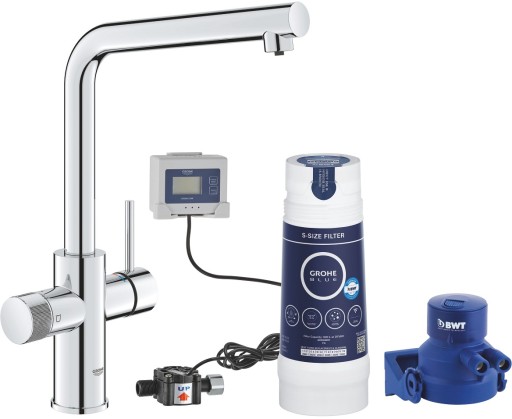 Baterie bucatarie Grohe Blue Pure Vento cu sistem filtrare S starter kit crom