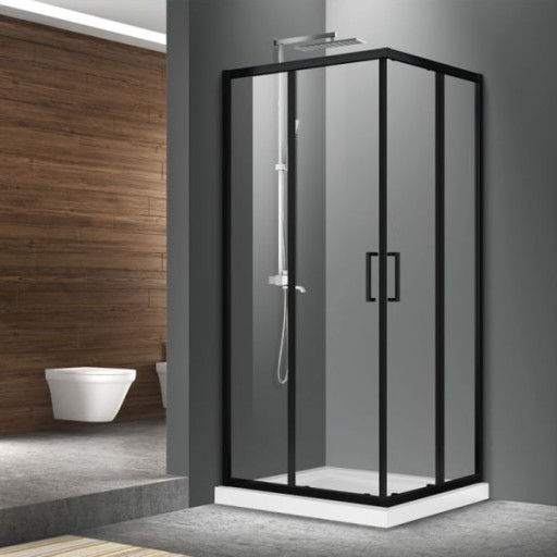 Cabina dus patrata neagra 80x80 cm, Mediterraneo, Hector 2