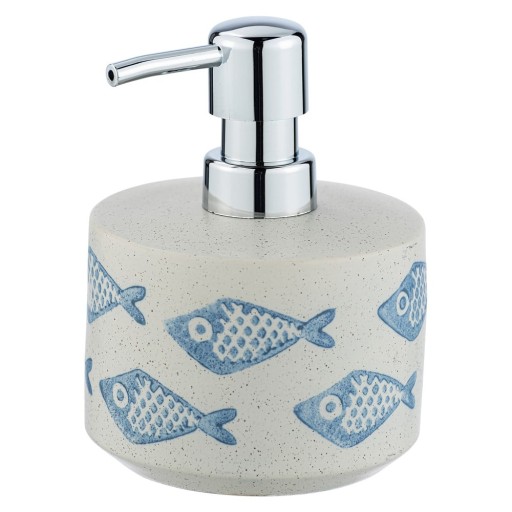 Dozator ceramică pentru săpun Wenko Aquamarin, 475 ml, alb - albastru