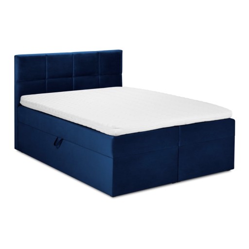 Pat boxspring 180x200 cm albastru cu spațiu de depozitare Mimicry – Mazzini Beds