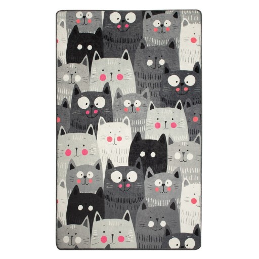 Covor antiderapant pentru copii Conceptum Hypnose Cats, 140 x 190 cm, gri