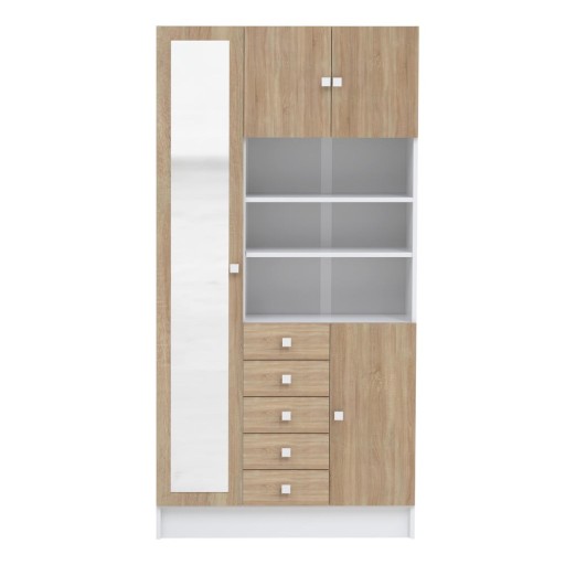 Dulap de baie cu aspect de lemn de stejar 90x182 cm Combi – TemaHome