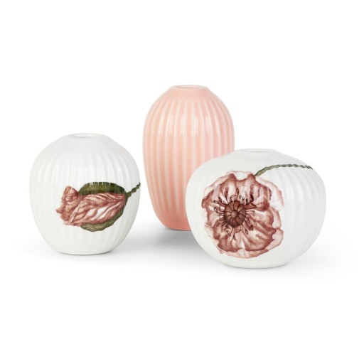 Set 3 vaze mici din porțelan Kähler Design Hammershøi Poppy