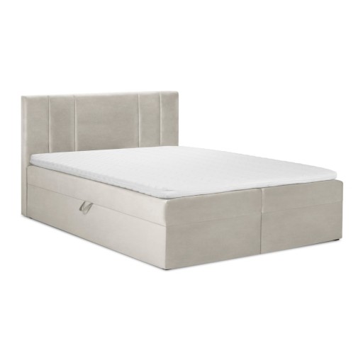 Pat boxspring 180x200 cm bej cu spațiu de depozitare Afra – Mazzini Beds