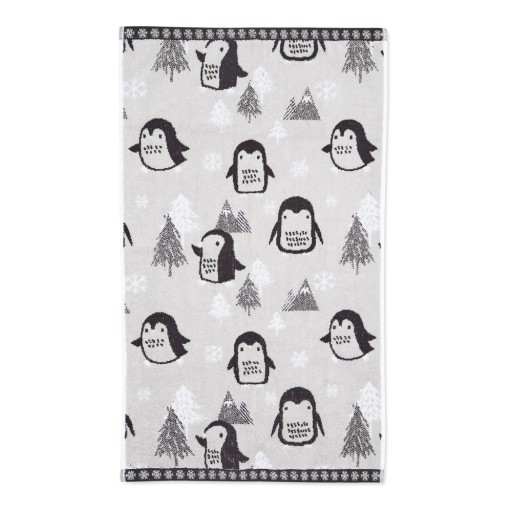 Prosop gri deschis din bumbac 50x85 cm Cosy Penguin – Catherine Lansfield