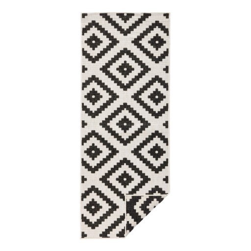 Covor reversibil adecvat pentru interior și exterior negru-crem 80 x 345 cm Malta - NORTHRUGS