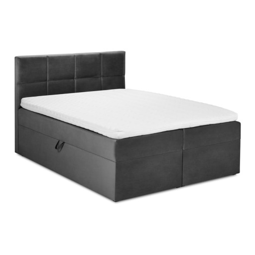 Pat boxspring 200x200 cm gri închis cu spațiu de depozitare Mimicry – Mazzini Beds