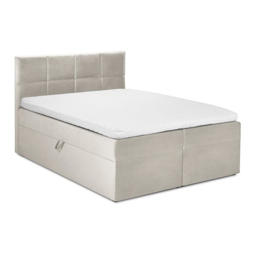 Pat boxspring 200x200 cm bej cu spațiu de depozitare Mimicry – Mazzini Beds