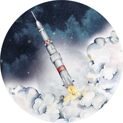 Autocolant de perete pentru copii 150x150 cm Rocket In A Circle – Dekornik