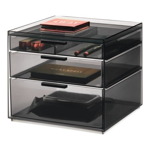 Organizator de baie negru mat pentru cosmetice din plastic reciclat – iDesign