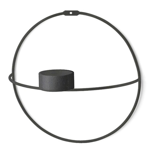 Set 2 sfeșnice de perete Circle, ø 21 cm, negru