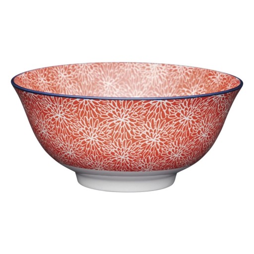 Bol roșu din ceramică Kitchen Craft Floral, ø 16 cm