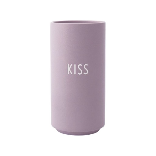 Vază din porțelan Design Letters Kiss, înălțime 11 cm, violet