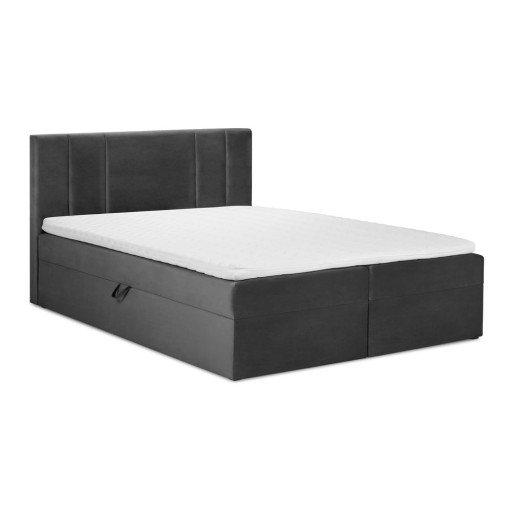 Pat boxspring 200x200 cm gri închis cu spațiu de depozitare Afra – Mazzini Beds