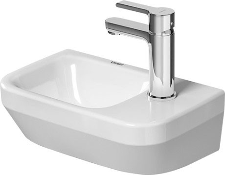 Lavoar asimetric Duravit DuraStyle 36x22cm orificiu baterie dreapta fara preaplin WonderGliss alb